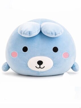 smoochy pals Blue Bunny Bear Plush Pillow